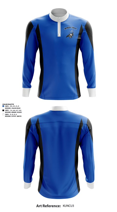 Quarter Zip Jacket, Nevada High School Cheer, Cheer, Teamtime, Team time, sublimation, custom sports apparel, team uniforms, spirit wear, spiritwear, sports uniforms, custom shirts, team store, custom team store, fundraiser sports, apparel fundraiser