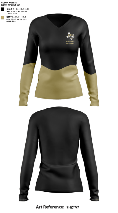 Hubbard High School 72128018 Women's Long Sleeve V-neck Shirt - 10