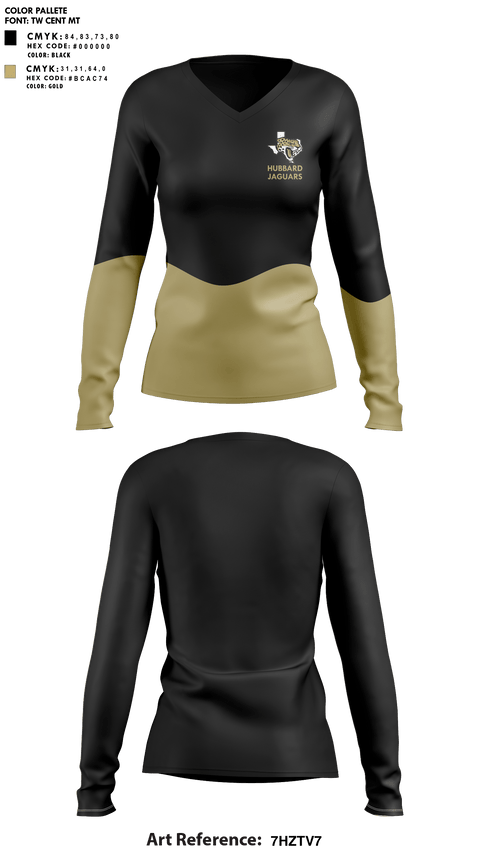 Womens Long Sleeve Vneck Shirt, Hubbard High School, Spirit Store, Teamtime, Team time, sublimation, custom sports apparel, team uniforms, spirit wear, spiritwear, sports uniforms, custom shirts, team store, custom team store, fundraiser sports, apparel fundraiser