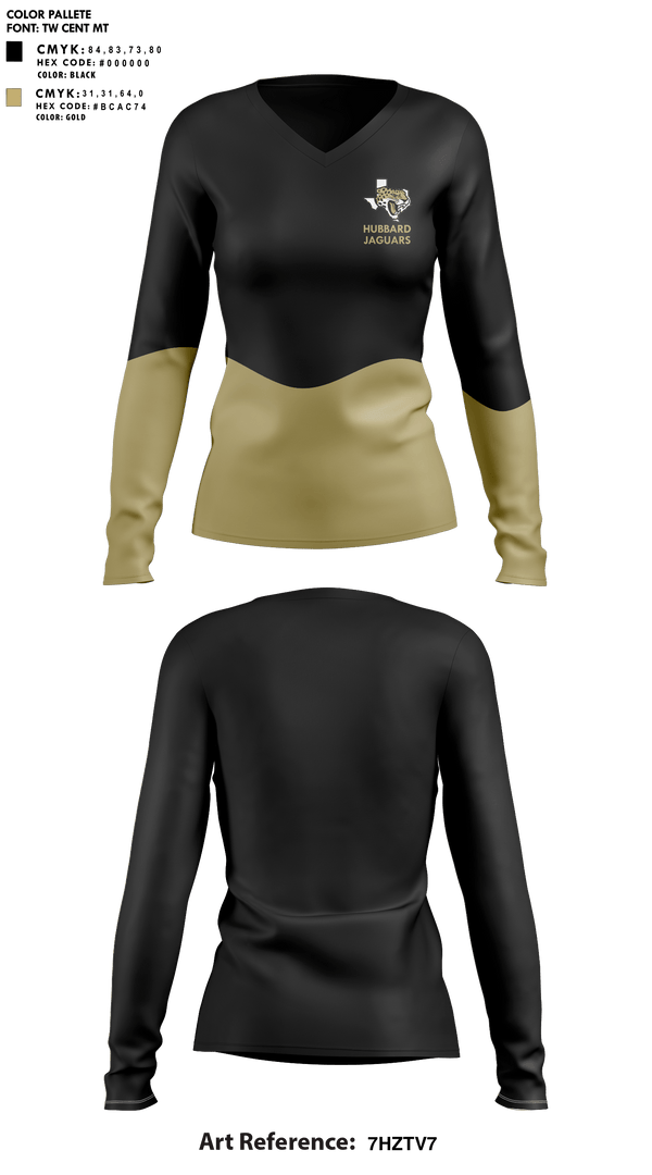 Womens Long Sleeve Vneck Shirt, Hubbard High School, Spirit Store, Teamtime, Team time, sublimation, custom sports apparel, team uniforms, spirit wear, spiritwear, sports uniforms, custom shirts, team store, custom team store, fundraiser sports, apparel fundraiser
