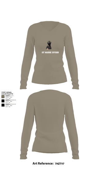 Womens Long Sleeve Vneck Shirt, 1st marine divison, , Teamtime, Team time, sublimation, custom sports apparel, team uniforms, spirit wear, spiritwear, sports uniforms, custom shirts, team store, custom team store, fundraiser sports, apparel fundraiser