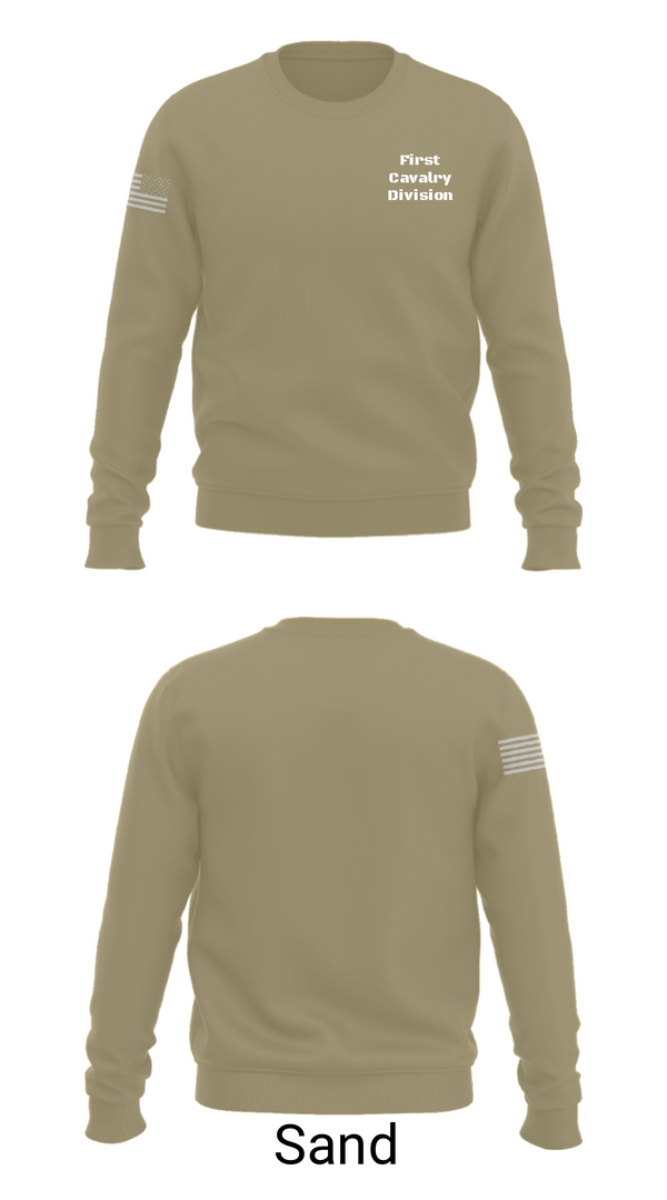 Crew Neck Sweatshirt, First Cavalry Division, Army, Teamtime, Team time, sublimation, custom sports apparel, team uniforms, spirit wear, spiritwear, sports uniforms, custom shirts, team store, custom team store, fundraiser sports, apparel fundraiser