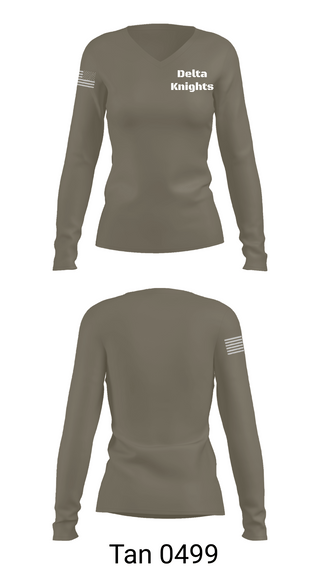 Womens Long Sleeve Vneck Shirt, Delta Knights, , Teamtime, Team time, sublimation, custom sports apparel, team uniforms, spirit wear, spiritwear, sports uniforms, custom shirts, team store, custom team store, fundraiser sports, apparel fundraiser