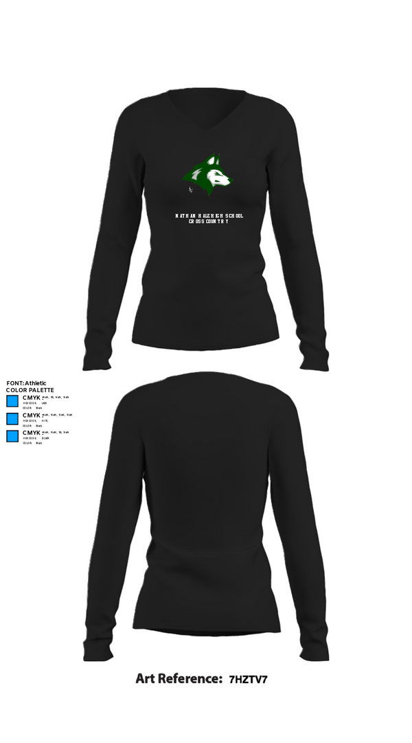 Womens Long Sleeve Vneck Shirt, Nathan Hale High School Cross Country, Cross Country, Teamtime, Team time, sublimation, custom sports apparel, team uniforms, spirit wear, spiritwear, sports uniforms, custom shirts, team store, custom team store, fundraiser sports, apparel fundraiser