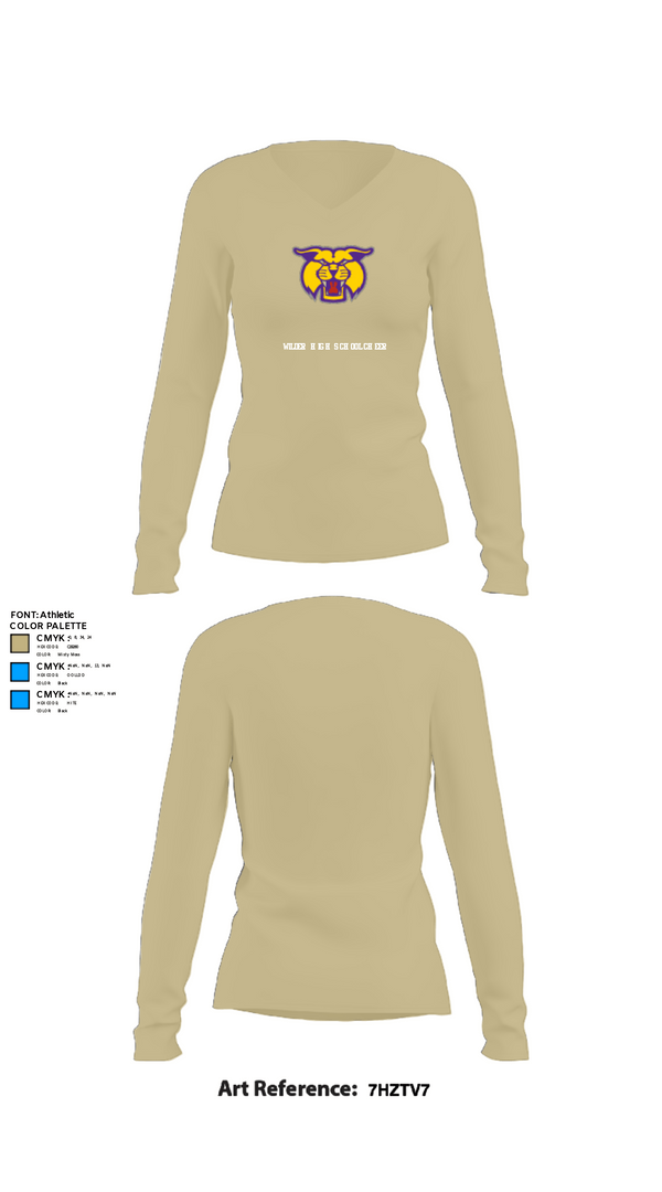 Womens Long Sleeve Vneck Shirt, Wilder High School Cheer, Cheer, Teamtime, Team time, sublimation, custom sports apparel, team uniforms, spirit wear, spiritwear, sports uniforms, custom shirts, team store, custom team store, fundraiser sports, apparel fundraiser