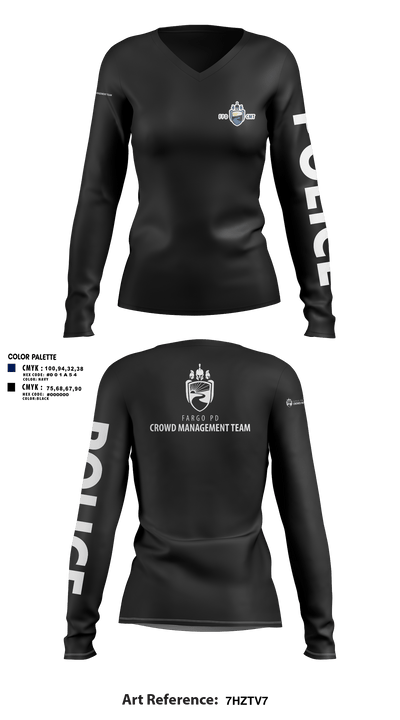 Fargo PD CMT 18649595 Women's Long Sleeve V-neck Shirt - 102