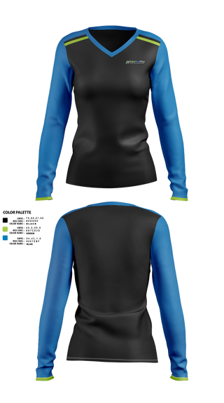 Womens Long Sleeve Vneck Shirt, KinExPro Performance Training & Rehab, , Teamtime, Team time, sublimation, custom sports apparel, team uniforms, spirit wear, spiritwear, sports uniforms, custom shirts, team store, custom team store, fundraiser sports, apparel fundraiser