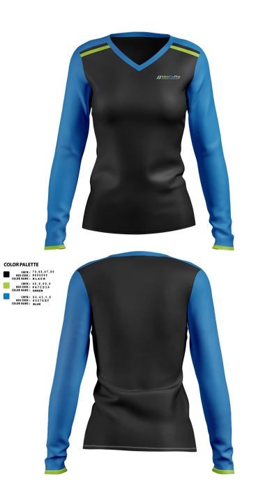 KinExPro Performance Training & Rehab 63111401 Women's Long Sleeve V-neck Shirt - 3