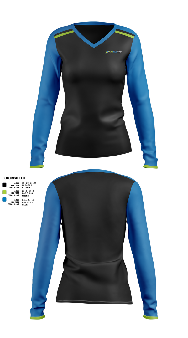 Womens Long Sleeve Vneck Shirt, KinExPro Performance Training & Rehab, , Teamtime, Team time, sublimation, custom sports apparel, team uniforms, spirit wear, spiritwear, sports uniforms, custom shirts, team store, custom team store, fundraiser sports, apparel fundraiser