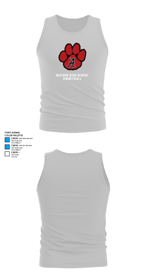 Tank Top, Addison High School Basketball, Men's Basketball, Teamtime, Team time, sublimation, custom sports apparel, team uniforms, spirit wear, spiritwear, sports uniforms, custom shirts, team store, custom team store, fundraiser sports, apparel fundraiser