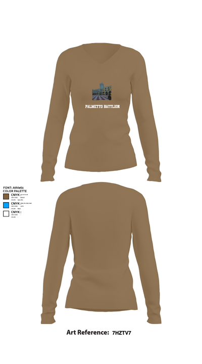 Palmetto Battlion 20426717 Women's Long Sleeve V-neck Shirt -1 2