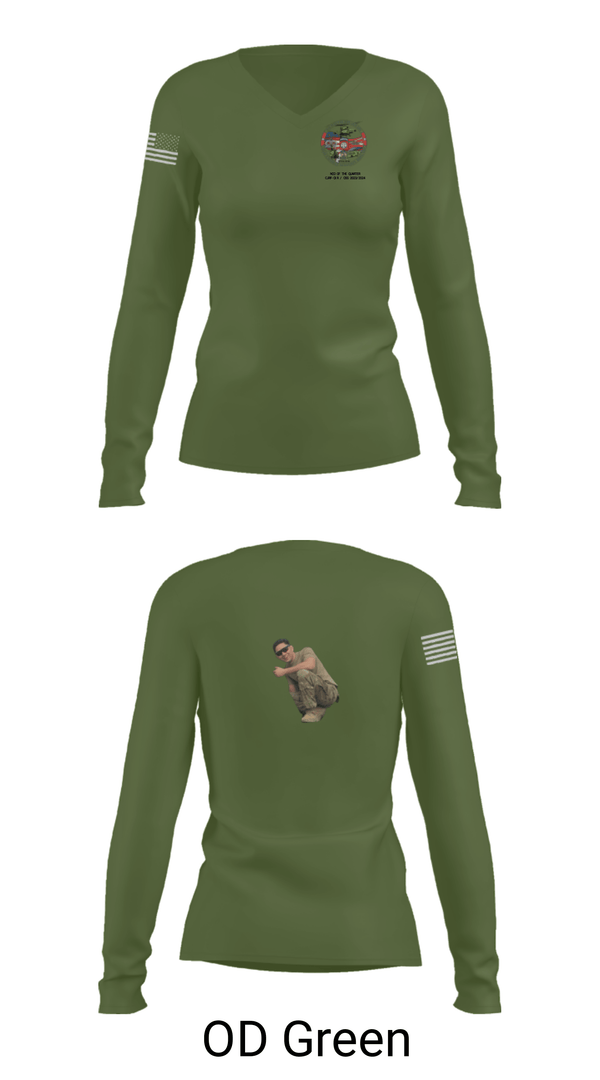 Women's Long Sleeve Vneck Shirt, 3-82 D Co. GSAB, Army, Teamtime, Team time, sublimation, custom sports apparel, team uniforms, spirit wear, spiritwear, sports uniforms, custom shirts, team store, custom team store, fundraiser sports, apparel fundraiser