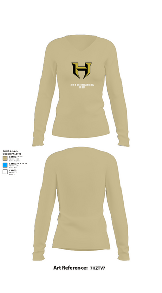 Womens Long Sleeve Vneck Shirt, Hubbard Middle School Cheer, Cheer, Teamtime, Team time, sublimation, custom sports apparel, team uniforms, spirit wear, spiritwear, sports uniforms, custom shirts, team store, custom team store, fundraiser sports, apparel fundraiser