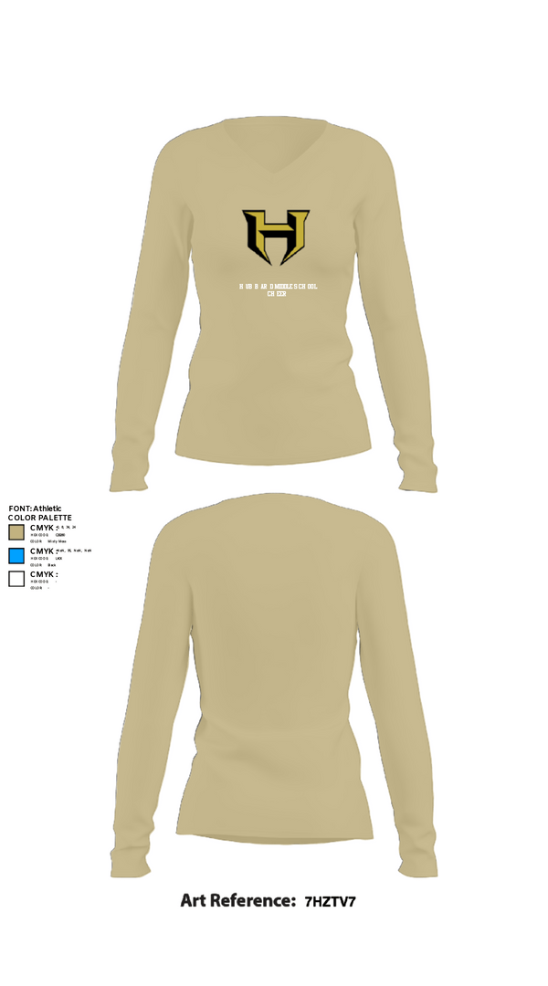 Womens Long Sleeve Vneck Shirt, Hubbard Middle School Cheer, Cheer, Teamtime, Team time, sublimation, custom sports apparel, team uniforms, spirit wear, spiritwear, sports uniforms, custom shirts, team store, custom team store, fundraiser sports, apparel fundraiser