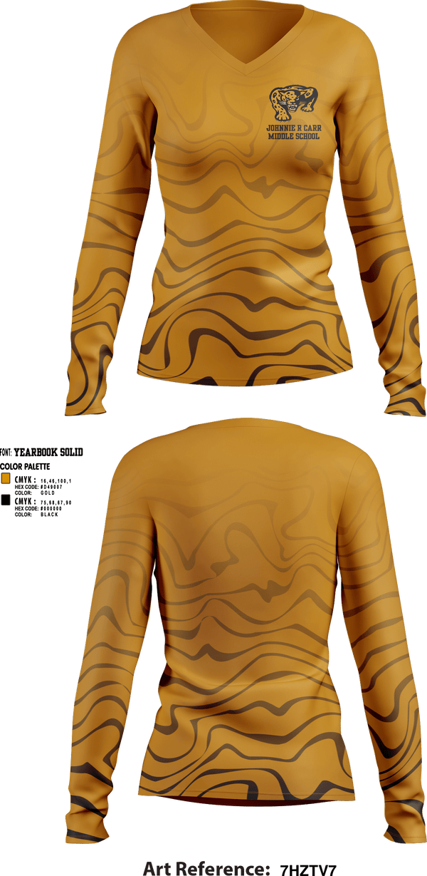 Womens Long Sleeve Vneck Shirt, Johnnie R Carr Middle School Basketball, Women's Basketball, Teamtime, Team time, sublimation, custom sports apparel, team uniforms, spirit wear, spiritwear, sports uniforms, custom shirts, team store, custom team store, fundraiser sports, apparel fundraiser