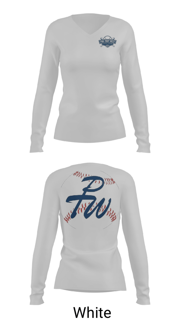 Women's Long Sleeve Vneck Shirt, Par-Troy West Little League Baseball, Baseball, Teamtime, Team time, sublimation, custom sports apparel, team uniforms, spirit wear, spiritwear, sports uniforms, custom shirts, team store, custom team store, fundraiser sports, apparel fundraiser