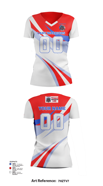 Lady Warriors 17642628 Women's Short Sleeve V-neck Shirt - 124