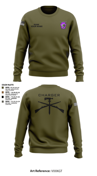 Crew Neck Sweatshirt, Charger Co. / 2-112th Infantry Battalion, National Guard, Teamtime, Team time, sublimation, custom sports apparel, team uniforms, spirit wear, spiritwear, sports uniforms, custom shirts, team store, custom team store, fundraiser sports, apparel fundraiser