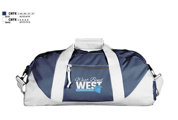 Duffle Bag, West Bend West Gymnastics, Spirit Store, Teamtime, Team time, sublimation, custom sports apparel, team uniforms, spirit wear, spiritwear, sports uniforms, custom shirts, team store, custom team store, fundraiser sports, apparel fundraiser