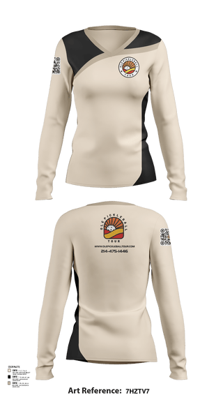 Womens Long Sleeve Vneck Shirt, Ole Pickleball Tour, , Teamtime, Team time, sublimation, custom sports apparel, team uniforms, spirit wear, spiritwear, sports uniforms, custom shirts, team store, custom team store, fundraiser sports, apparel fundraiser