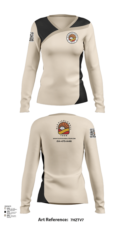 Ole Pickleball Tour 80972916 Women's Long Sleeve V-neck Shirt - 121