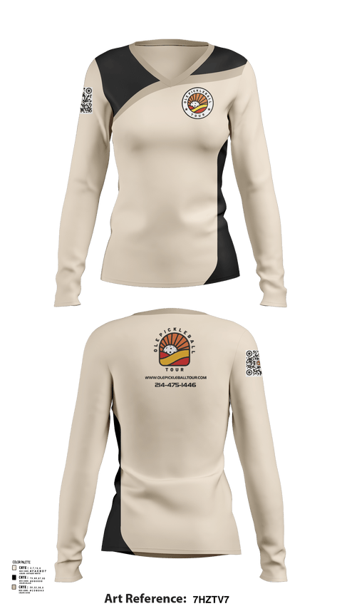 Womens Long Sleeve Vneck Shirt, Ole Pickleball Tour, , Teamtime, Team time, sublimation, custom sports apparel, team uniforms, spirit wear, spiritwear, sports uniforms, custom shirts, team store, custom team store, fundraiser sports, apparel fundraiser