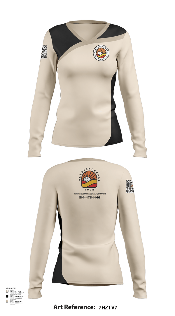 Womens Long Sleeve Vneck Shirt, Ole Pickleball Tour, , Teamtime, Team time, sublimation, custom sports apparel, team uniforms, spirit wear, spiritwear, sports uniforms, custom shirts, team store, custom team store, fundraiser sports, apparel fundraiser