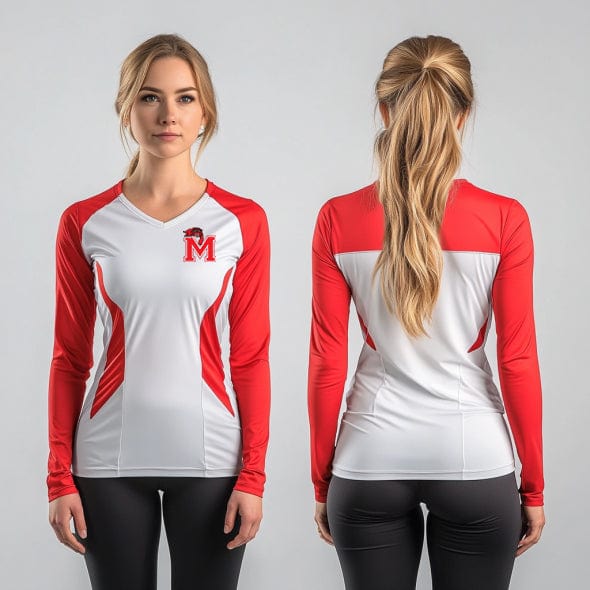 Womens Long Sleeve Vneck Shirt 1, Morrison High School Basketball, Women's Basketball, Teamtime, Team time, sublimation, custom sports apparel, team uniforms, spirit wear, spiritwear, sports uniforms, custom shirts, team store, custom team store, fundraiser sports, apparel fundraiser