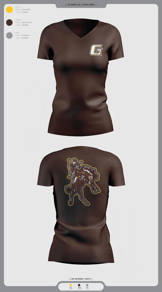 Womens Short Sleeve Vneck Shirt, Garden City Broncbusters, Golf, Teamtime, Team time, sublimation, custom sports apparel, team uniforms, spirit wear, spiritwear, sports uniforms, custom shirts, team store, custom team store, fundraiser sports, apparel fundraiser