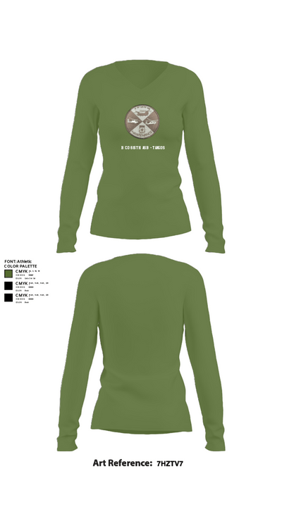 B Co 615th ASB - Tangos 38236769 Women's Long Sleeve V-neck Shirt - 42