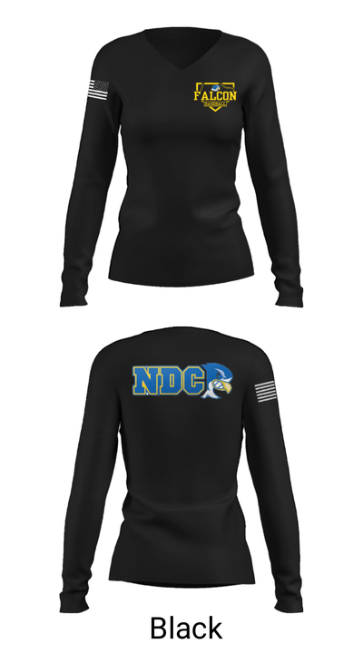 Notre Dame College Baseball 14441958 Women's Long Sleeve V-neck Shirt - 13