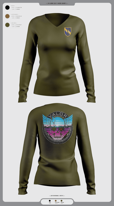 VALOR CO. 5BN, 1SFAB 4859482 Women's Long Sleeve V-neck Shirt - 6