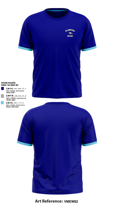 Plainview Hawks 8354559 Short Sleeve Performance Shirt - 15