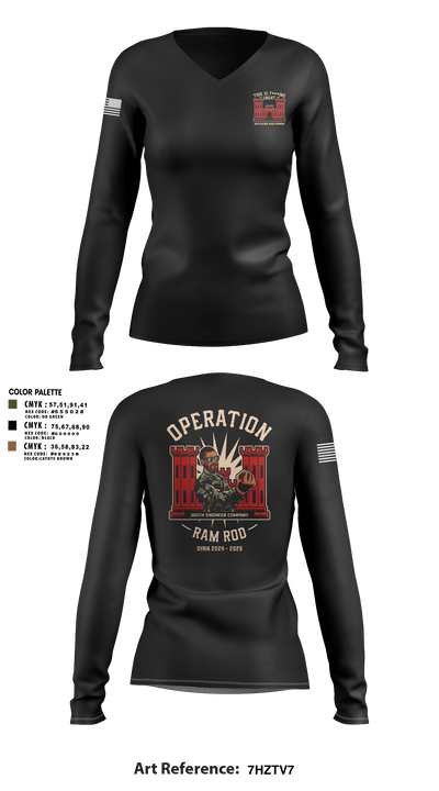 305th En Co 82429511 Women's Long Sleeve V-neck Shirt - 4