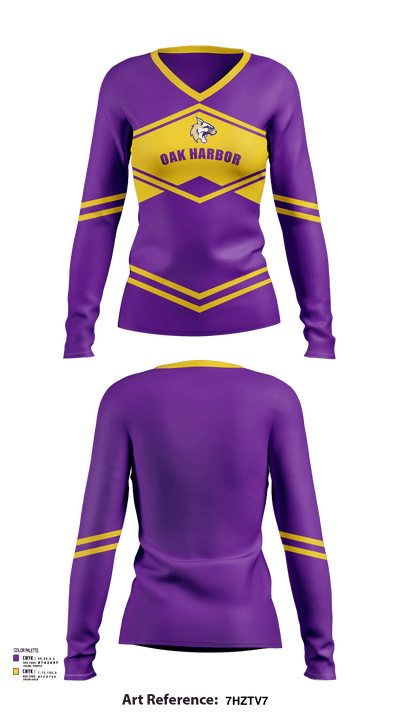 Oak Harbor High School Cheer 2880291 Women's Long Sleeve V-neck Shirt - 114