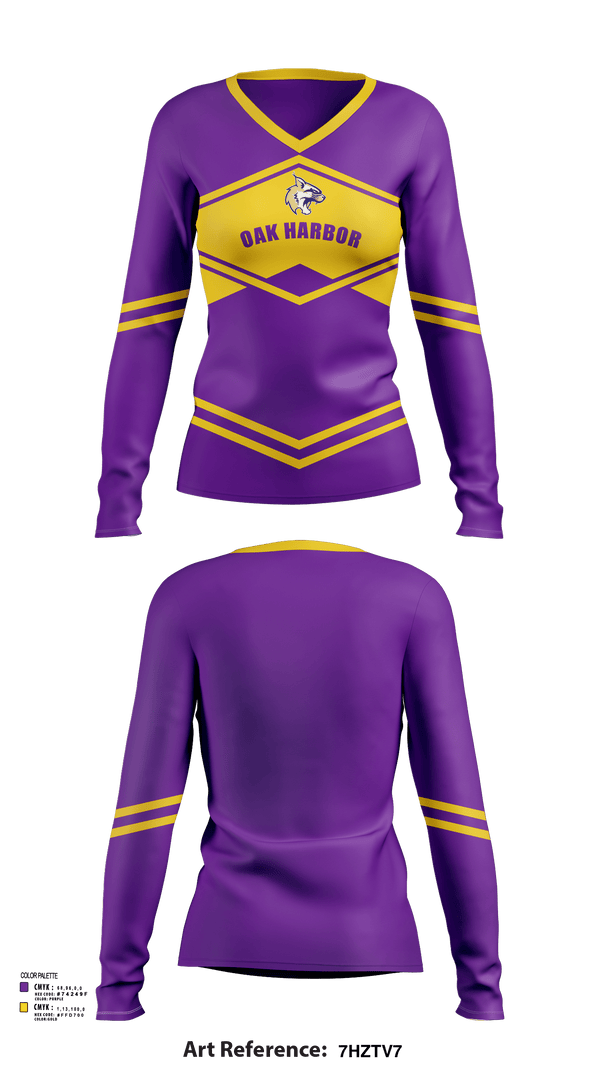 Womens Long Sleeve Vneck Shirt, Oak Harbor High School Cheer, Cheer, Teamtime, Team time, sublimation, custom sports apparel, team uniforms, spirit wear, spiritwear, sports uniforms, custom shirts, team store, custom team store, fundraiser sports, apparel fundraiser