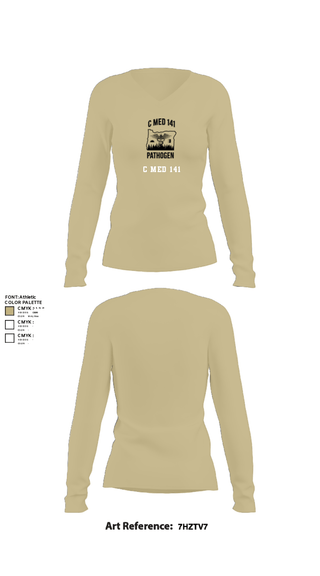 Womens Long Sleeve Vneck Shirt, C MED 141, National Guard, Teamtime, Team time, sublimation, custom sports apparel, team uniforms, spirit wear, spiritwear, sports uniforms, custom shirts, team store, custom team store, fundraiser sports, apparel fundraiser