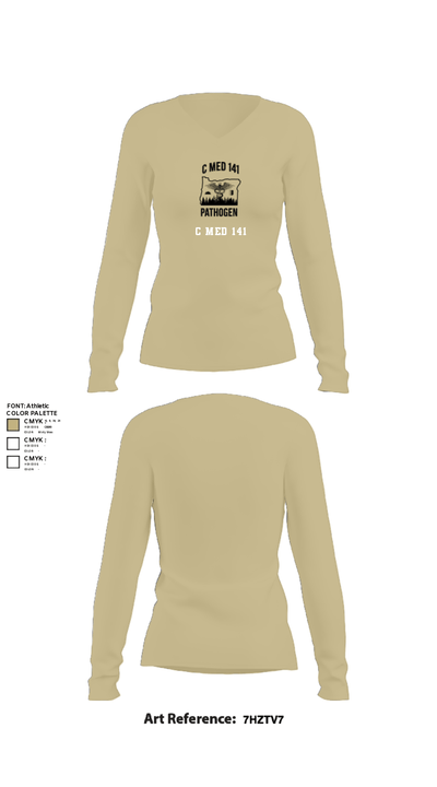 C MED 141 64606356 Women's Long Sleeve V-neck Shirt - 78