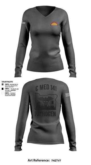 Womens Long Sleeve Vneck Shirt, C Med, National Guard, Teamtime, Team time, sublimation, custom sports apparel, team uniforms, spirit wear, spiritwear, sports uniforms, custom shirts, team store, custom team store, fundraiser sports, apparel fundraiser