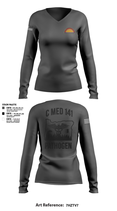 C Med 88701681 Women's Long Sleeve V-neck Shirt - 105