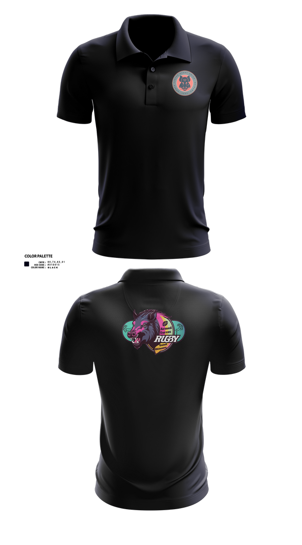 Short Sleeve Performance Polo, Black Boars, Rugby, Teamtime, Team time, sublimation, custom sports apparel, team uniforms, spirit wear, spiritwear, sports uniforms, custom shirts, team store, custom team store, fundraiser sports, apparel fundraiser