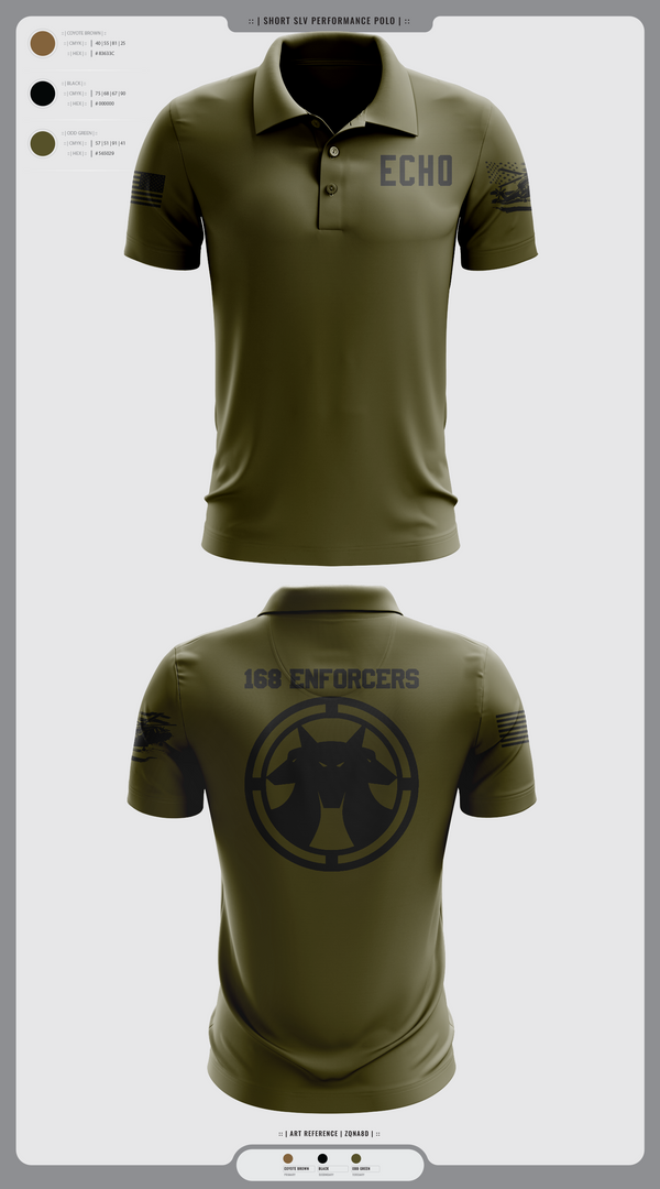 Short Sleeve Performance Polo, Echo, Army, Teamtime, Team time, sublimation, custom sports apparel, team uniforms, spirit wear, spiritwear, sports uniforms, custom shirts, team store, custom team store, fundraiser sports, apparel fundraiser