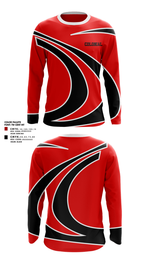 Long Sleeve Performance Shirt, Colonial, Men's Lacrosse, Teamtime, Team time, sublimation, custom sports apparel, team uniforms, spirit wear, spiritwear, sports uniforms, custom shirts, team store, custom team store, fundraiser sports, apparel fundraiser