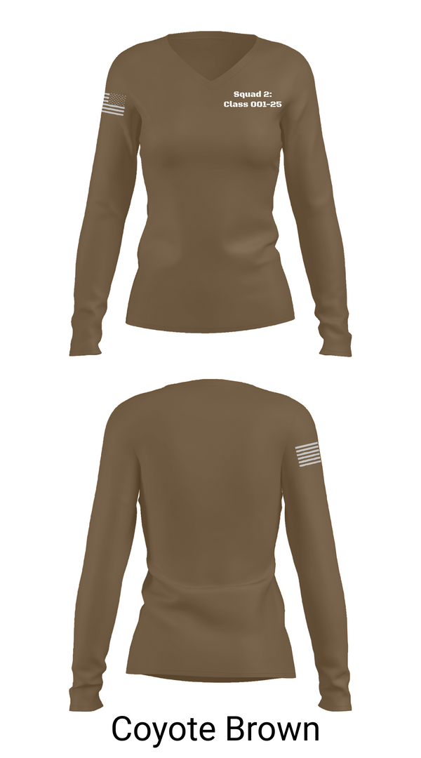 Womens Long Sleeve Vneck Shirt 1, Squad 2: Class 001-25, Army, Teamtime, Team time, sublimation, custom sports apparel, team uniforms, spirit wear, spiritwear, sports uniforms, custom shirts, team store, custom team store, fundraiser sports, apparel fundraiser