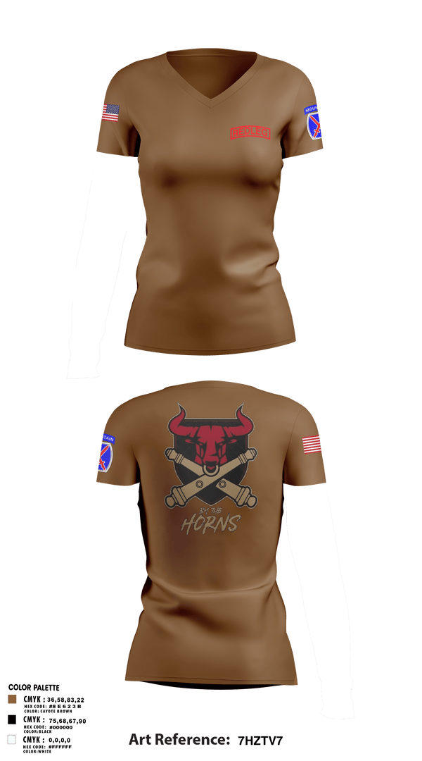 Women's Short Sleeve Vneck Shirt, BRAVO BULLS, Army, Teamtime, Team time, sublimation, custom sports apparel, team uniforms, spirit wear, spiritwear, sports uniforms, custom shirts, team store, custom team store, fundraiser sports, apparel fundraiser