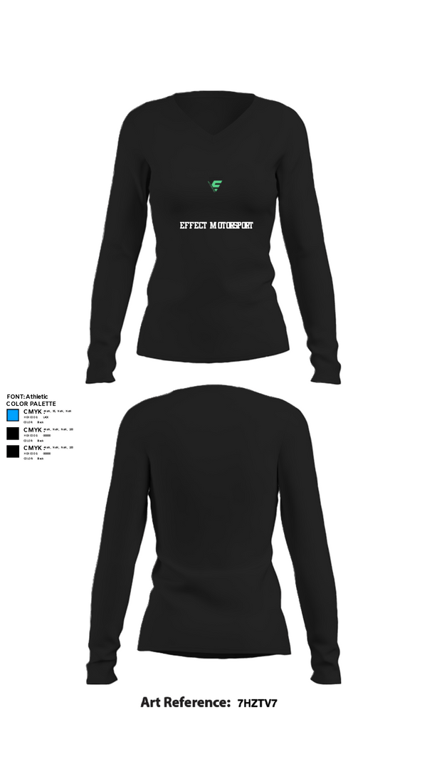 Womens Long Sleeve Vneck Shirt, Effect Motorsport, E-Sports, Teamtime, Team time, sublimation, custom sports apparel, team uniforms, spirit wear, spiritwear, sports uniforms, custom shirts, team store, custom team store, fundraiser sports, apparel fundraiser