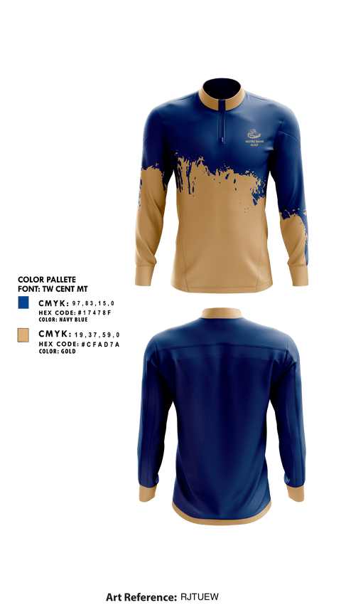 Quarter Zip Jacket, Notre Dame Catholic High School Golf, Golf, Teamtime, Team time, sublimation, custom sports apparel, team uniforms, spirit wear, spiritwear, sports uniforms, custom shirts, team store, custom team store, fundraiser sports, apparel fundraiser