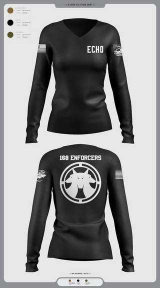Womens Long Sleeve Vneck Shirt, Echo, Army, Teamtime, Team time, sublimation, custom sports apparel, team uniforms, spirit wear, spiritwear, sports uniforms, custom shirts, team store, custom team store, fundraiser sports, apparel fundraiser