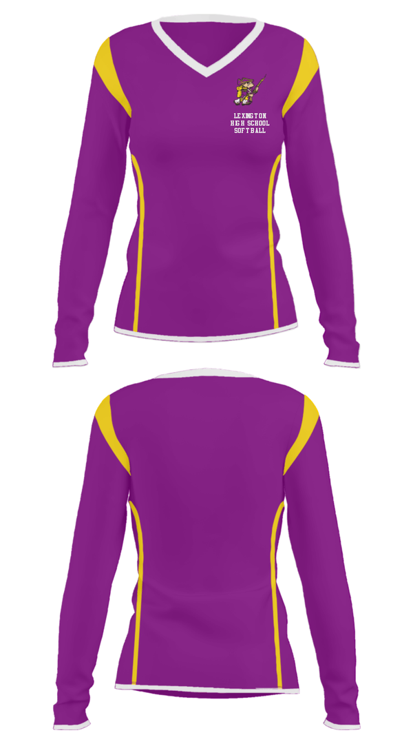 Women's Long Sleeve Vneck Shirt, Lexington High School Softball, Softball, Teamtime, Team time, sublimation, custom sports apparel, team uniforms, spirit wear, spiritwear, sports uniforms, custom shirts, team store, custom team store, fundraiser sports, apparel fundraiser
