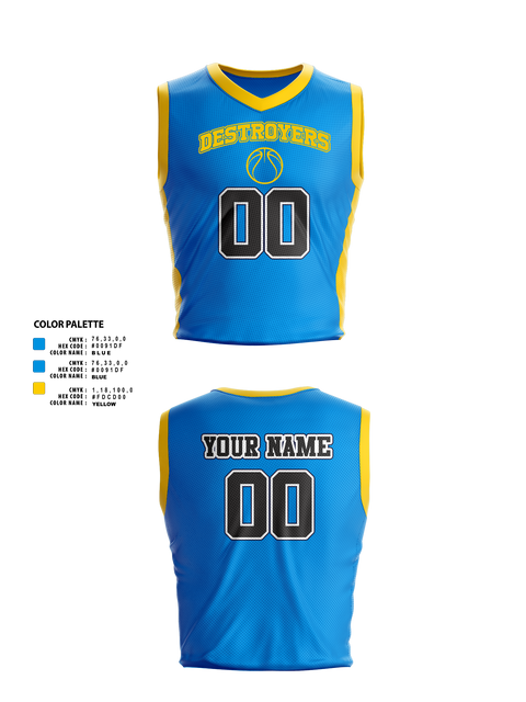 Mens Basketball Jersey, Destroyers, Men's Basketball, Teamtime, Team time, sublimation, custom sports apparel, team uniforms, spirit wear, spiritwear, sports uniforms, custom shirts, team store, custom team store, fundraiser sports, apparel fundraiser